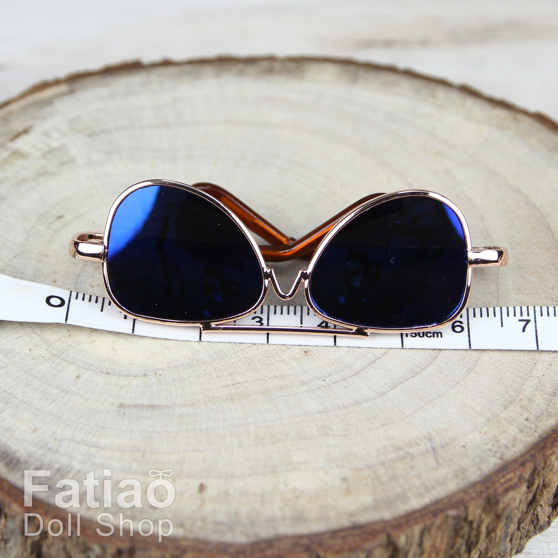 New fashion Rimless Frames Dolls Sun Glasses fit 1/3 BJD SD Super Dollfie - Gold Blue