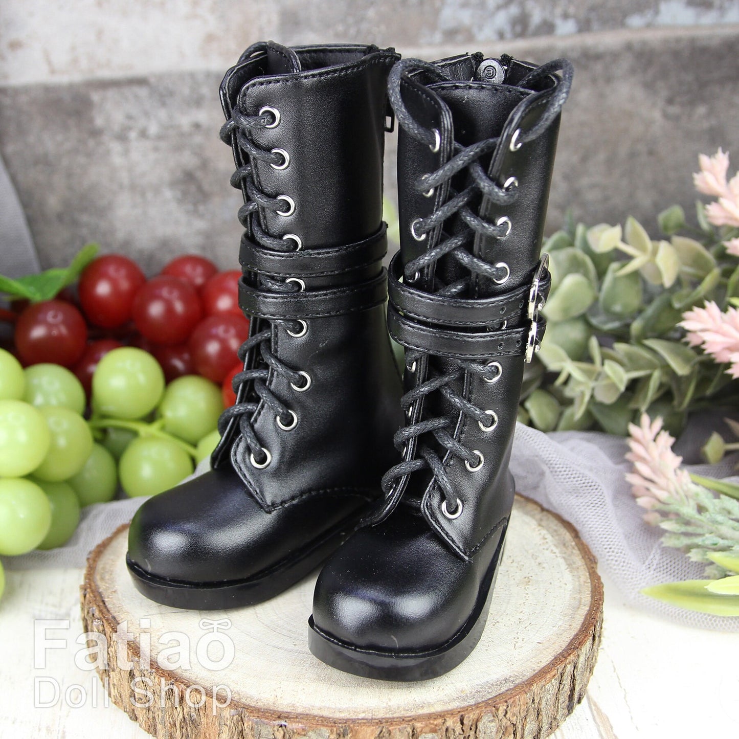 Fatiao - New 1/3 BJD Dollfie DD Dolls Shoes Boots - Black (Size 6.5cm)
