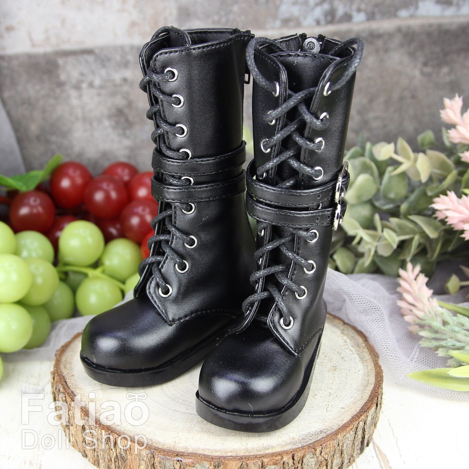 Fatiao - New 1/3 BJD Dollfie DD Dolls Shoes Boots - Black (Size 6.5cm)