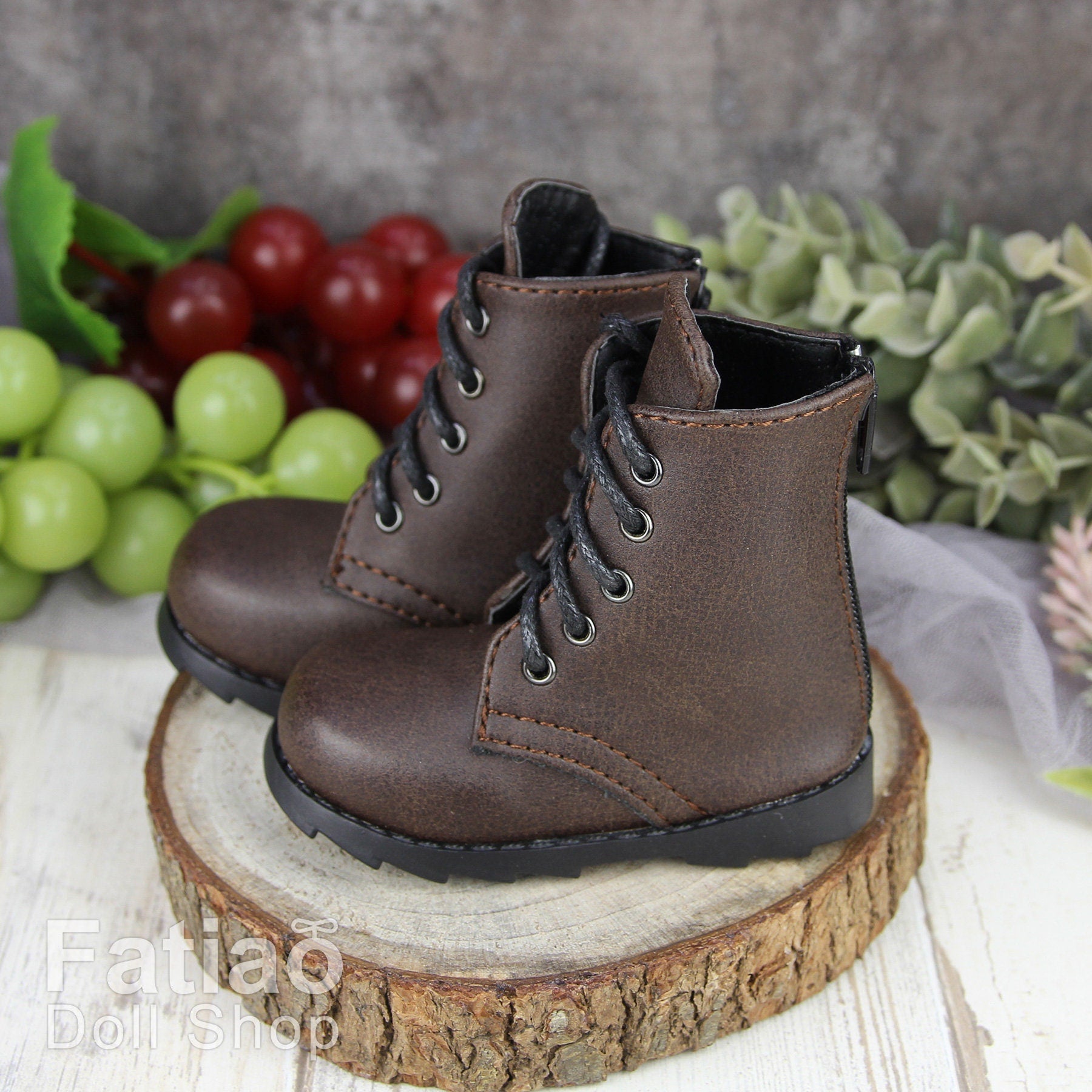 Fatiao - 1/3 BJD SD Supper dollfie Boots Dolls Shoes - Dark Brown (Size 7.5cm)