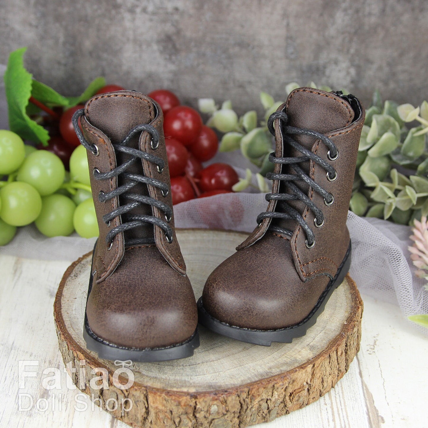 Fatiao - 1/3 BJD SD Supper dollfie Boots Dolls Shoes - Dark Brown (Size 7.5cm)