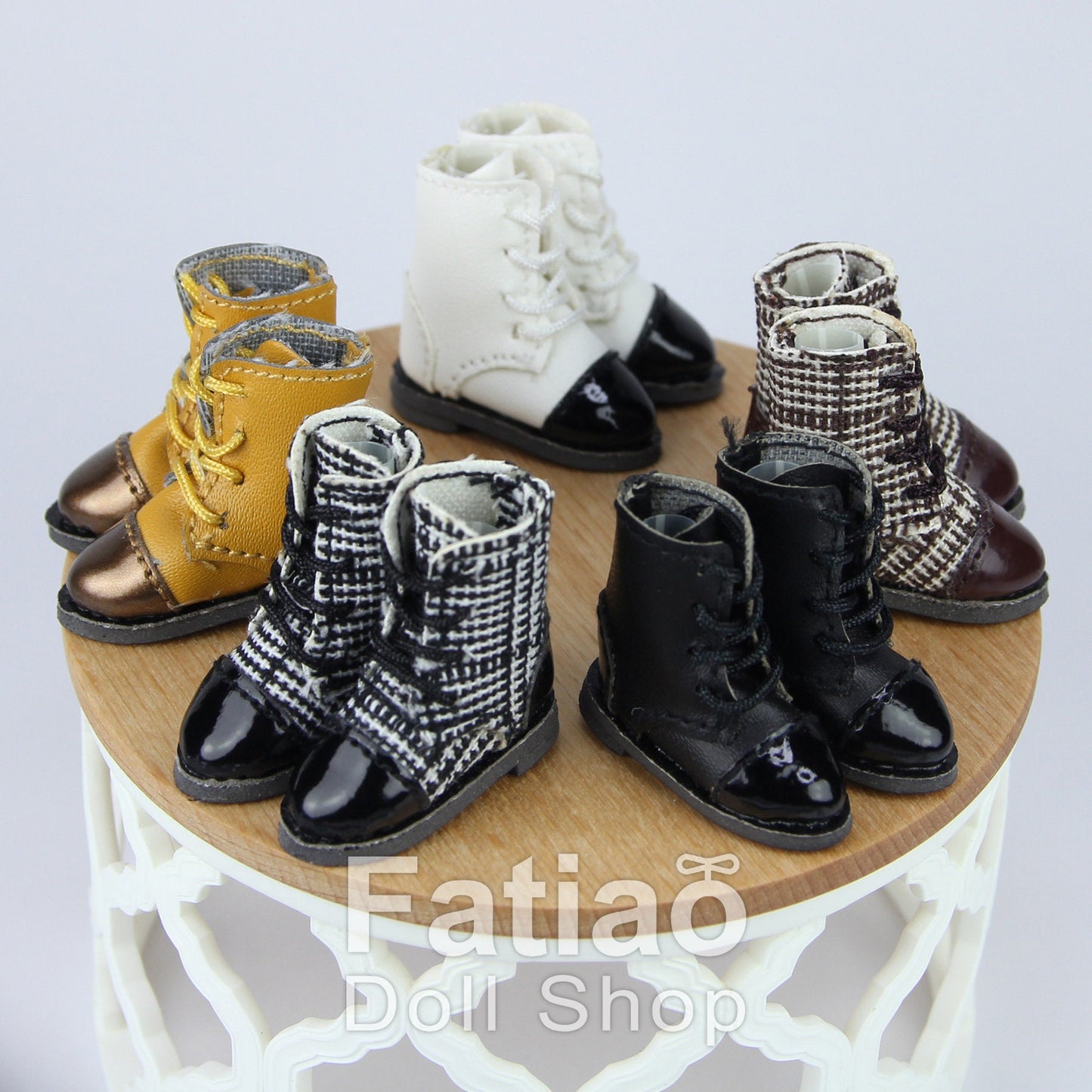 Fatiao - New OB11 Obitsu 11 Cu-poche 1/12 BJD Nendoroid GSC Blythe OB22 pullip doll Lace-up boots shoes