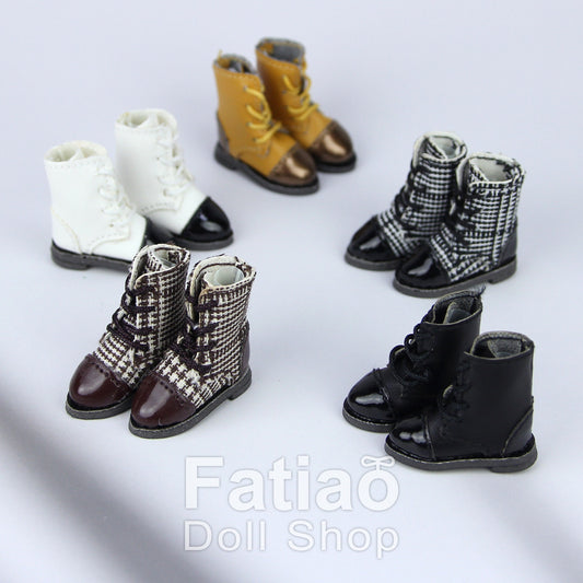 Fatiao - New OB11 Obitsu 11 Cu-poche 1/12 BJD Nendoroid GSC Blythe OB22 pullip doll Lace-up boots shoes