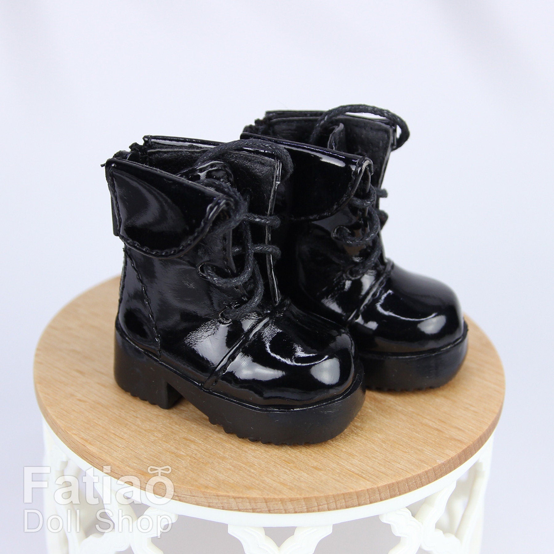Fatiao - New Dollfie Yo-SD 1/6 BJD Doll Shoes Boots - Black (Size 4.5cm)