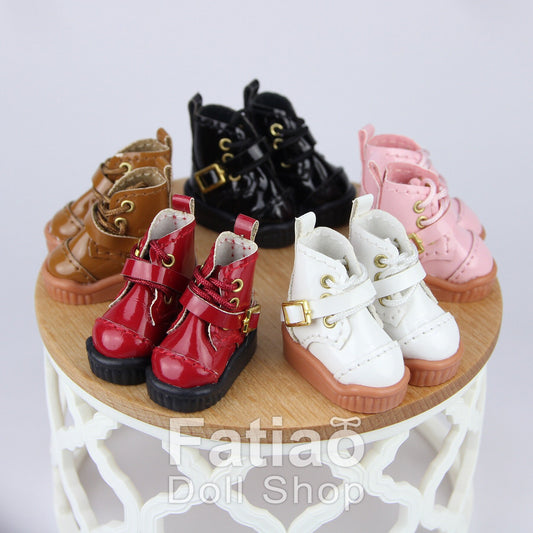 Fatiao - New Obitsu 11 OB11 1/12 BJD Nendoroid Blythe pullip doll Lace-up boots shoes