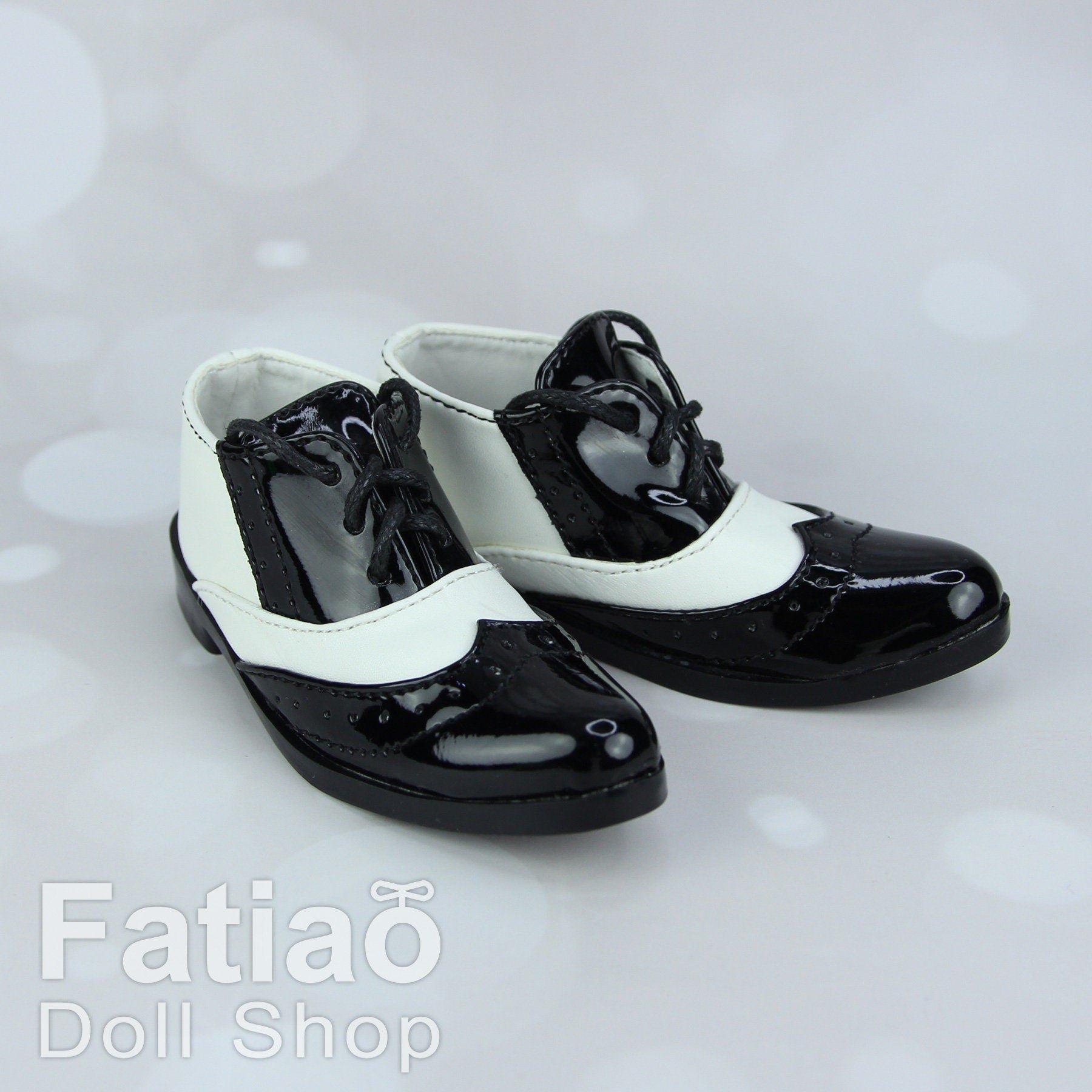 Fatiao - New 1/3 BJD Supper dollfie 13/17 SD Oxford Doll Shoes - Two-tone leather shoes - Black mix White