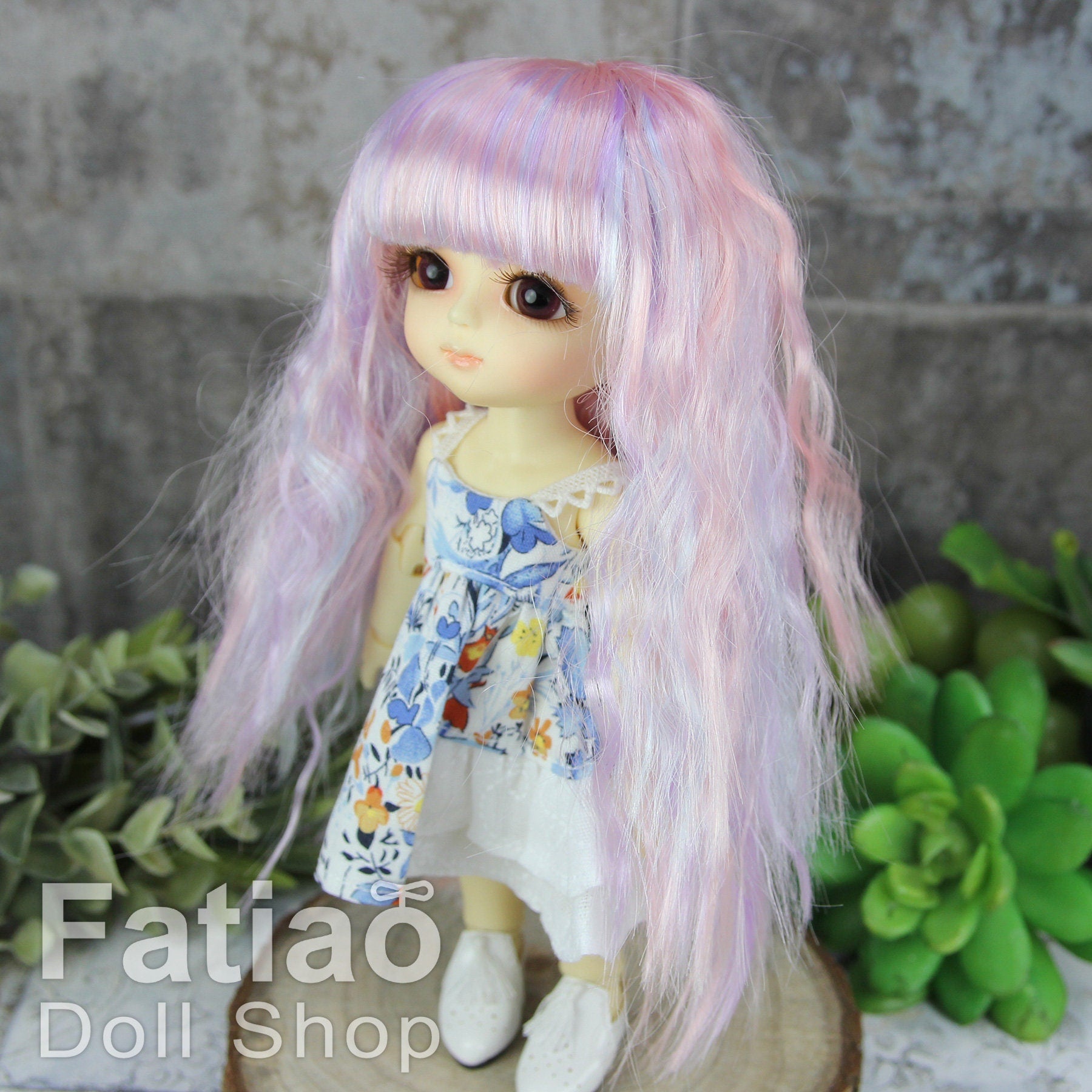 Fatiao - BJD Dollfie Lati Yellow Pukifee 5-6" Doll Wig - Pink purple