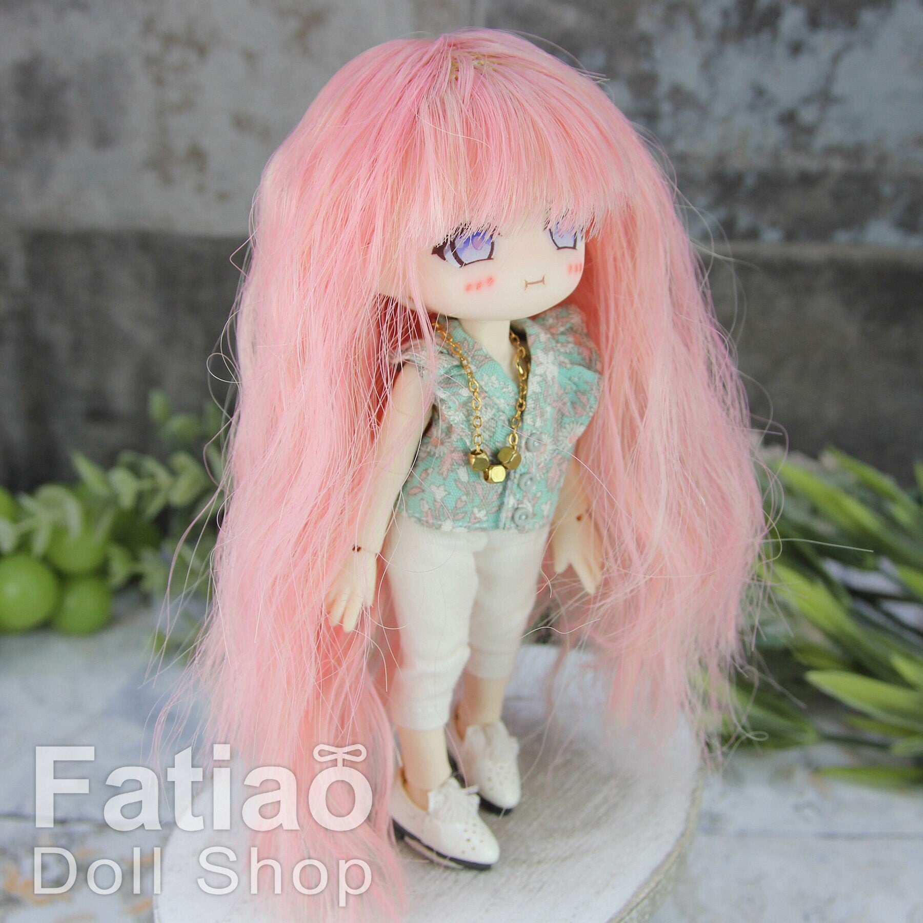 Fatiao - New Dollfie Bisou AI BJD Dolls Wig - size 4-5" - Strawberry Milk