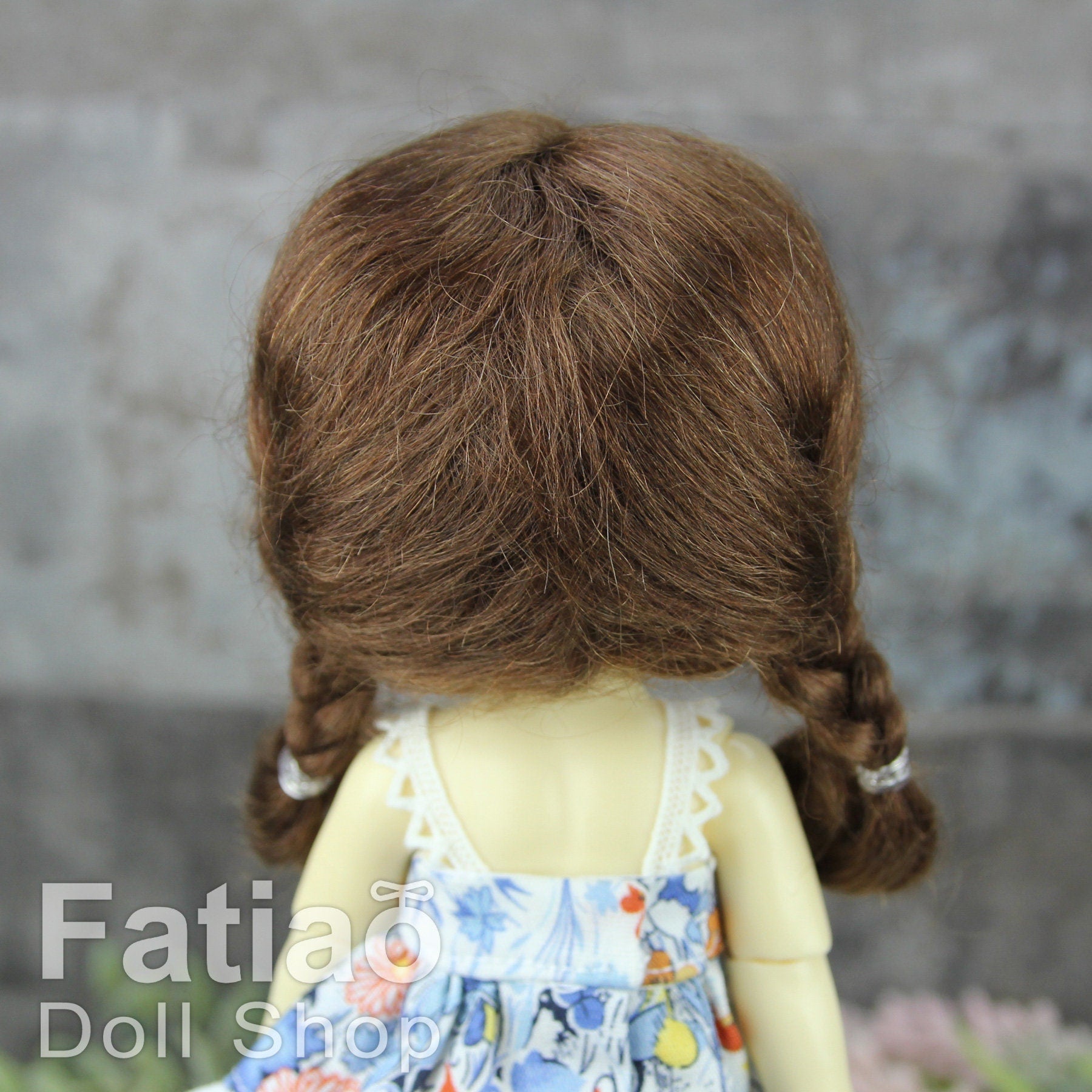 Fatiao - Dollfie Lati Yellow Pukifee 5-6 inch Mohair Doll Wig - Dark Brown