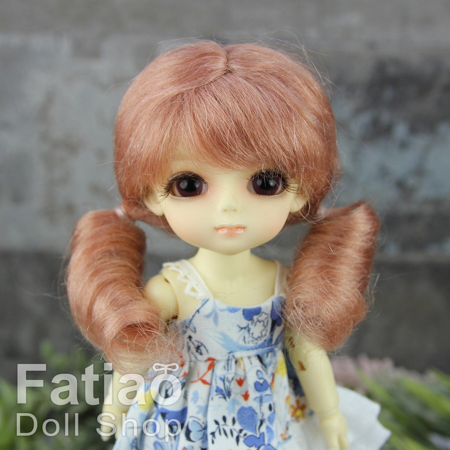 Fatiao - BJD Dollfie Lati Yellow Pukifee 5-6 inch Mohair Doll Wig - Deep Pink