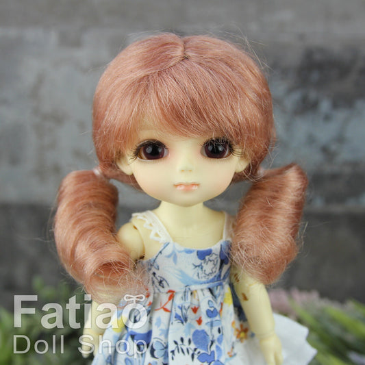 Fatiao - BJD Dollfie Lati Yellow Pukifee 5-6 inch Mohair Doll Wig - Deep Pink