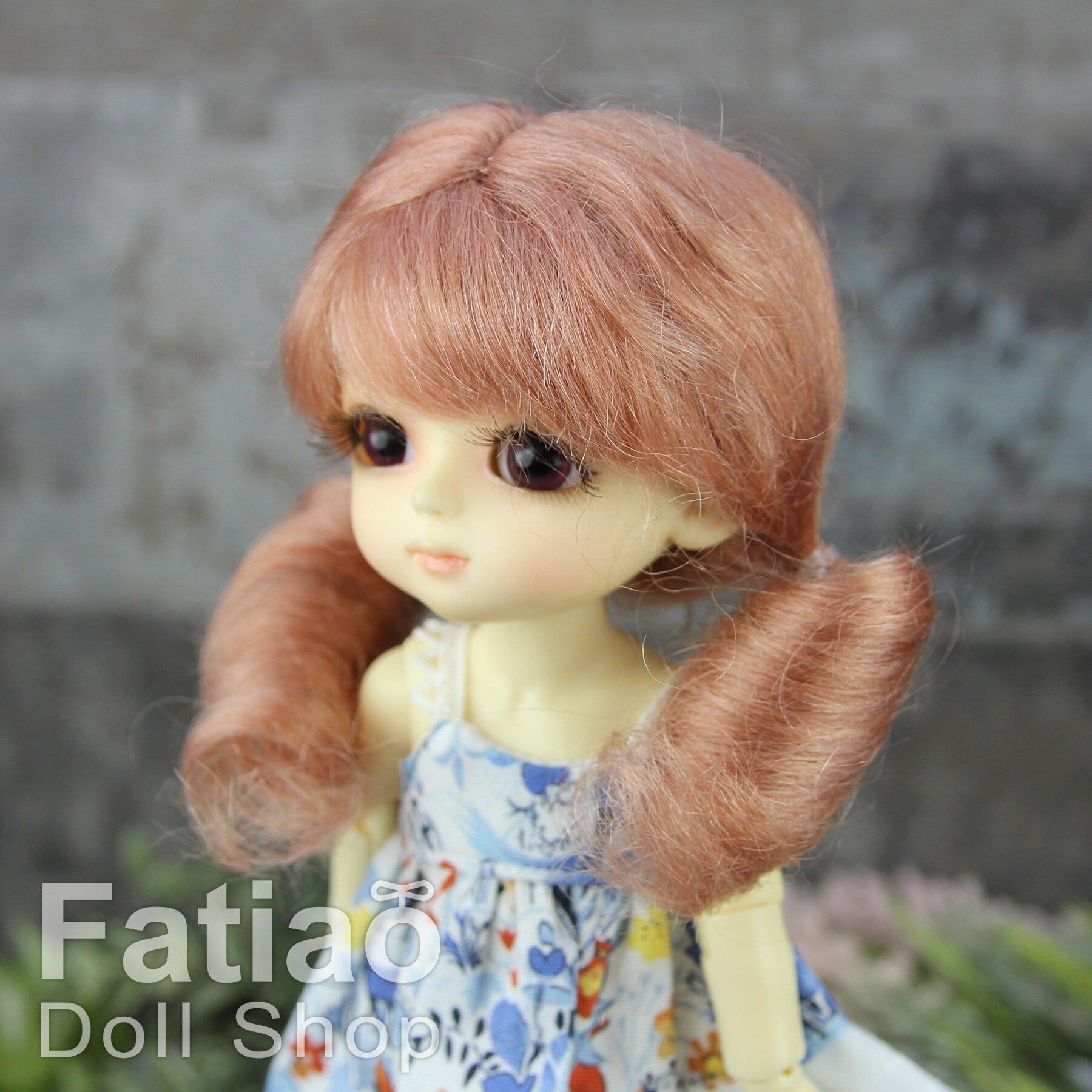 Fatiao - BJD Dollfie Lati Yellow Pukifee 5-6 inch Mohair Doll Wig - Deep Pink