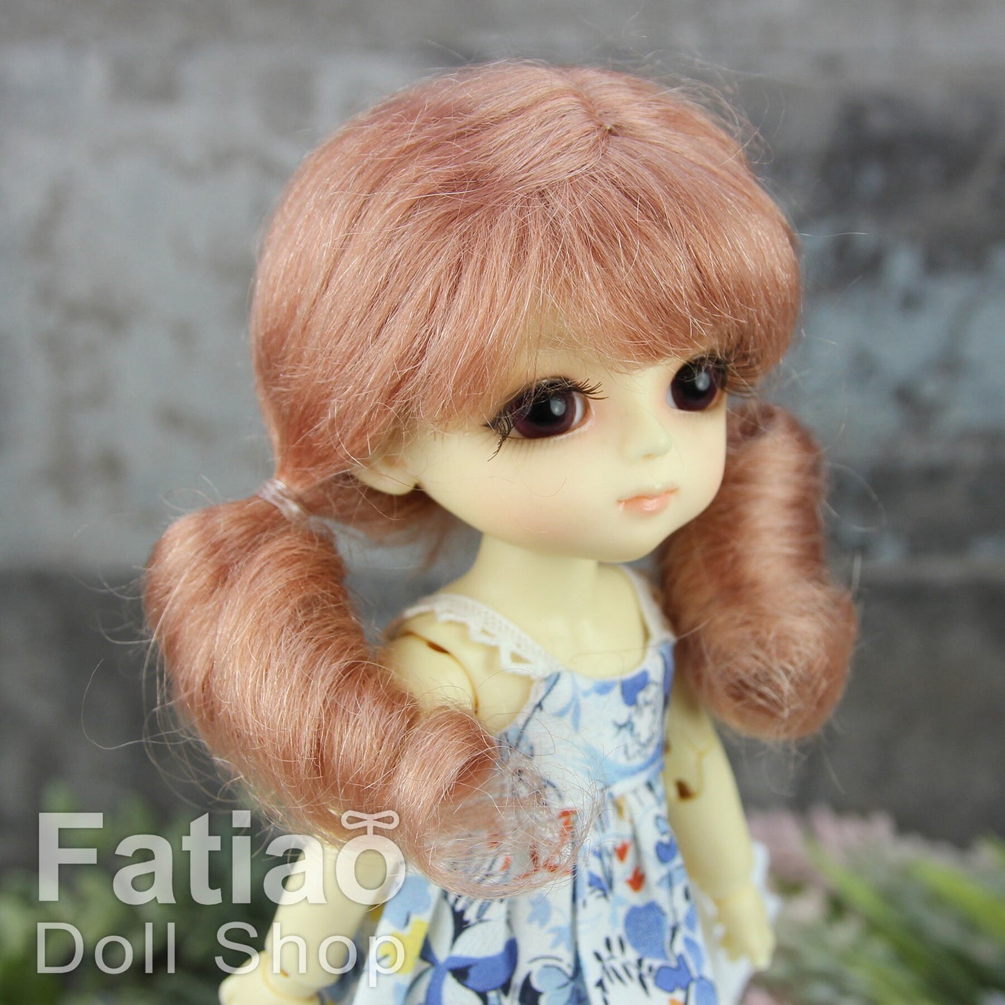 Fatiao - BJD Dollfie Lati Yellow Pukifee 5-6 inch Mohair Doll Wig - Deep Pink