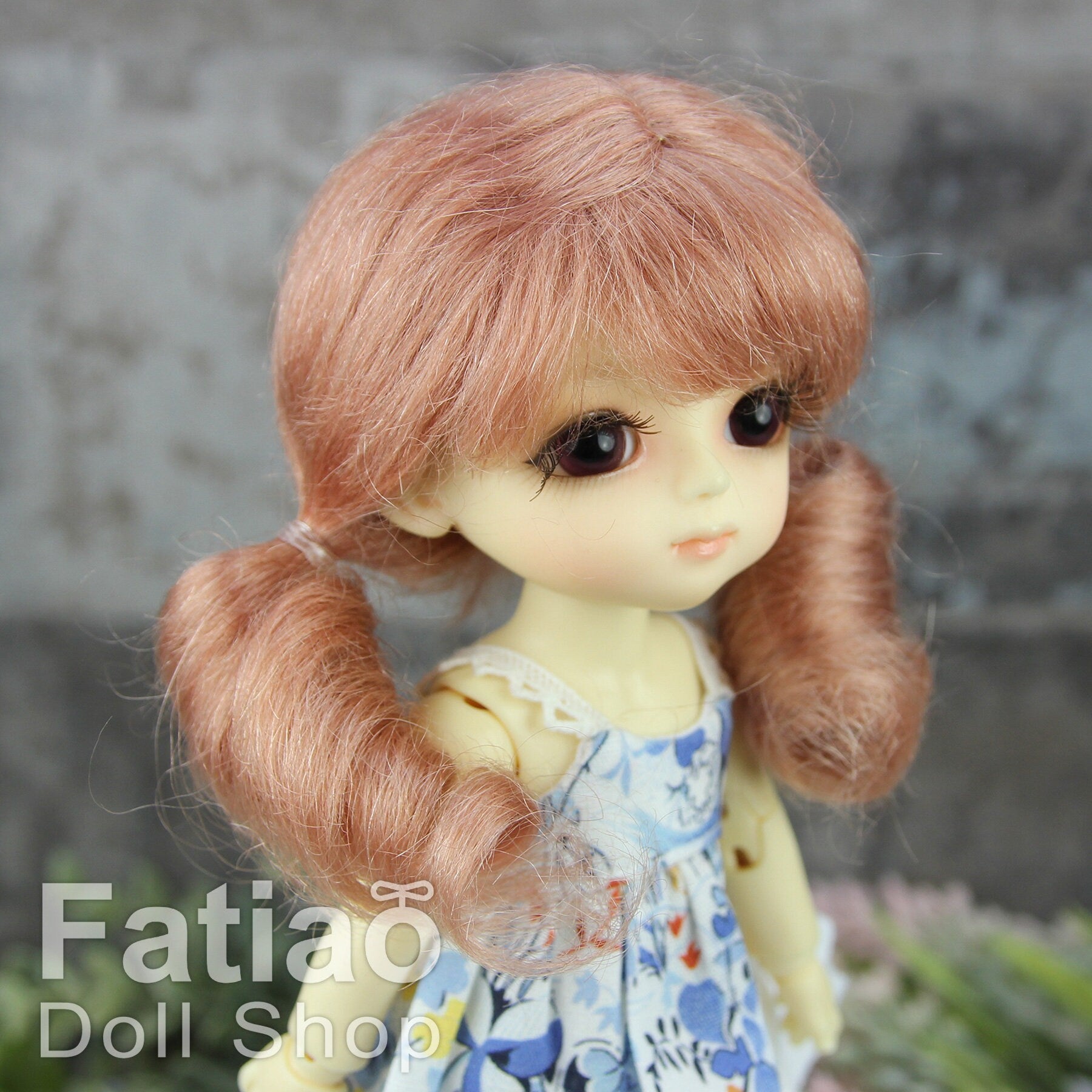 Fatiao - BJD Dollfie Lati Yellow Pukifee 5-6 inch Mohair Doll Wig - Deep Pink