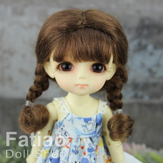 Fatiao - Dollfie Lati Yellow Pukifee 5-6 inch Mohair Doll Wig - Dark Brown