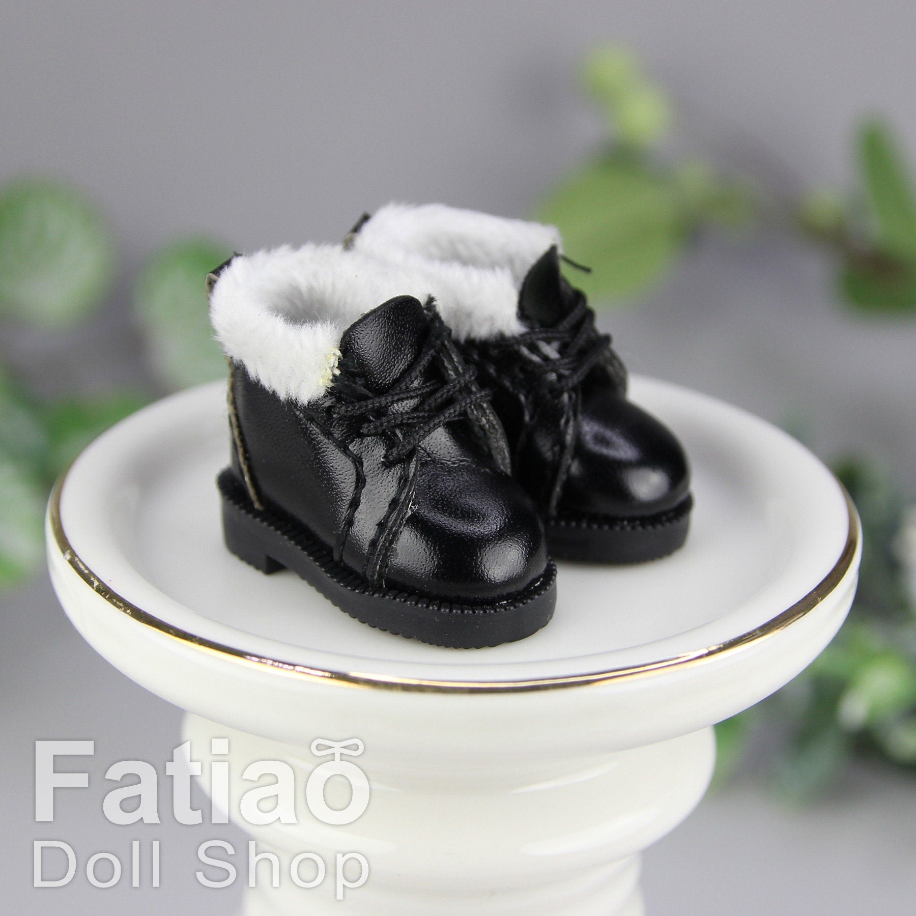 Fatiao - New Lati Yellow Pukifee Luts Tiny 1/8 BJD Dolls Lace-up Fur boots shoes (Size 2.7cm)