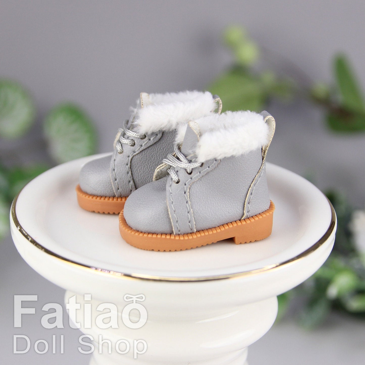 Fatiao - New Lati Yellow Pukifee Luts Tiny 1/8 BJD Dolls Lace-up Fur boots shoes (Size 2.7cm)