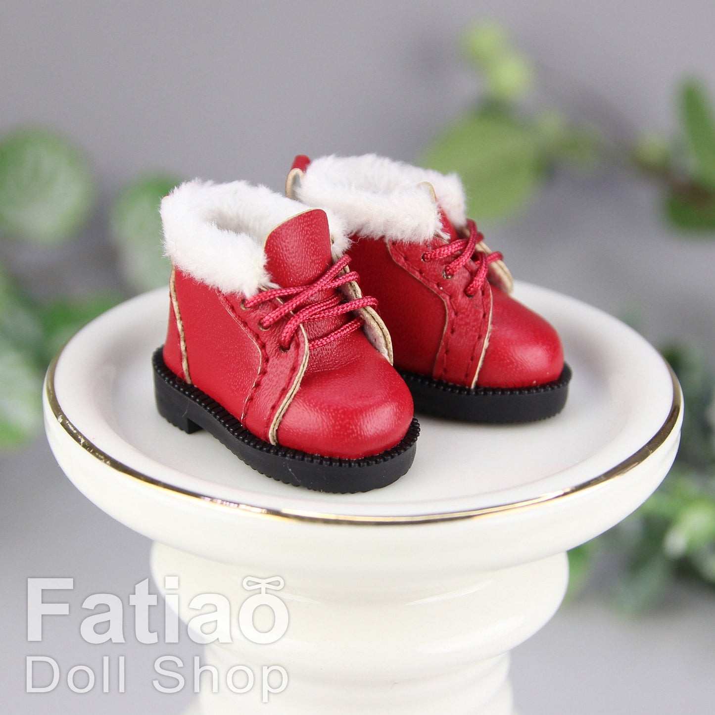 Fatiao - New Lati Yellow Pukifee Luts Tiny 1/8 BJD Dolls Lace-up Fur boots shoes (Size 2.7cm)