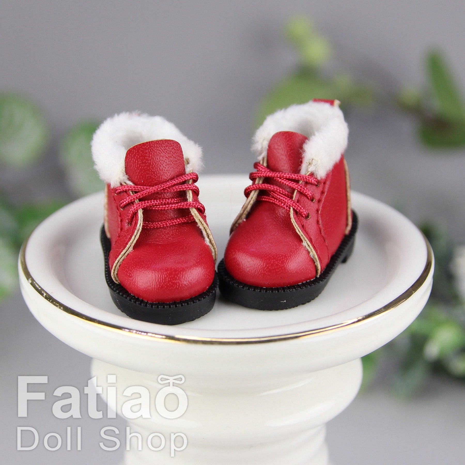 Fatiao - New Lati Yellow Pukifee Luts Tiny 1/8 BJD Dolls Lace-up Fur boots shoes (Size 2.7cm)
