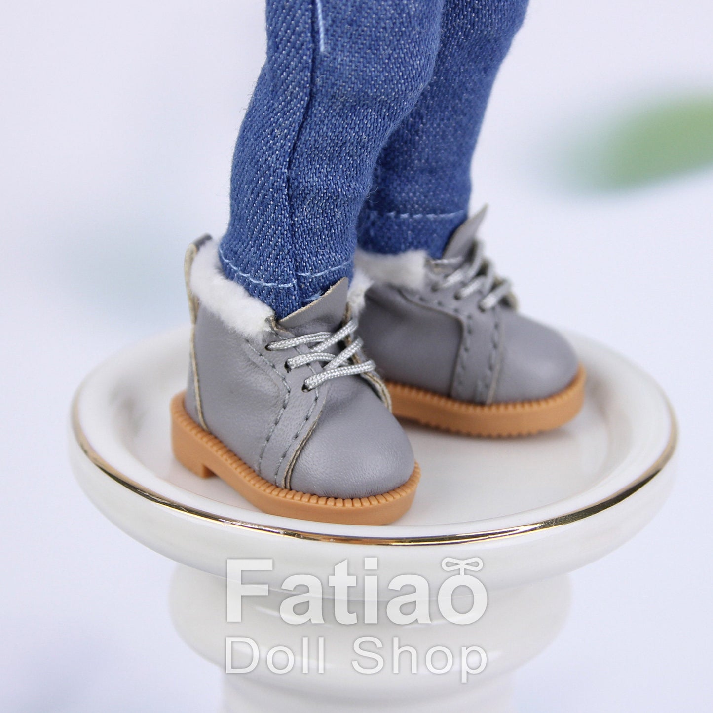 Fatiao - New Lati Yellow Pukifee Luts Tiny 1/8 BJD Dolls Lace-up Fur boots shoes (Size 2.7cm)