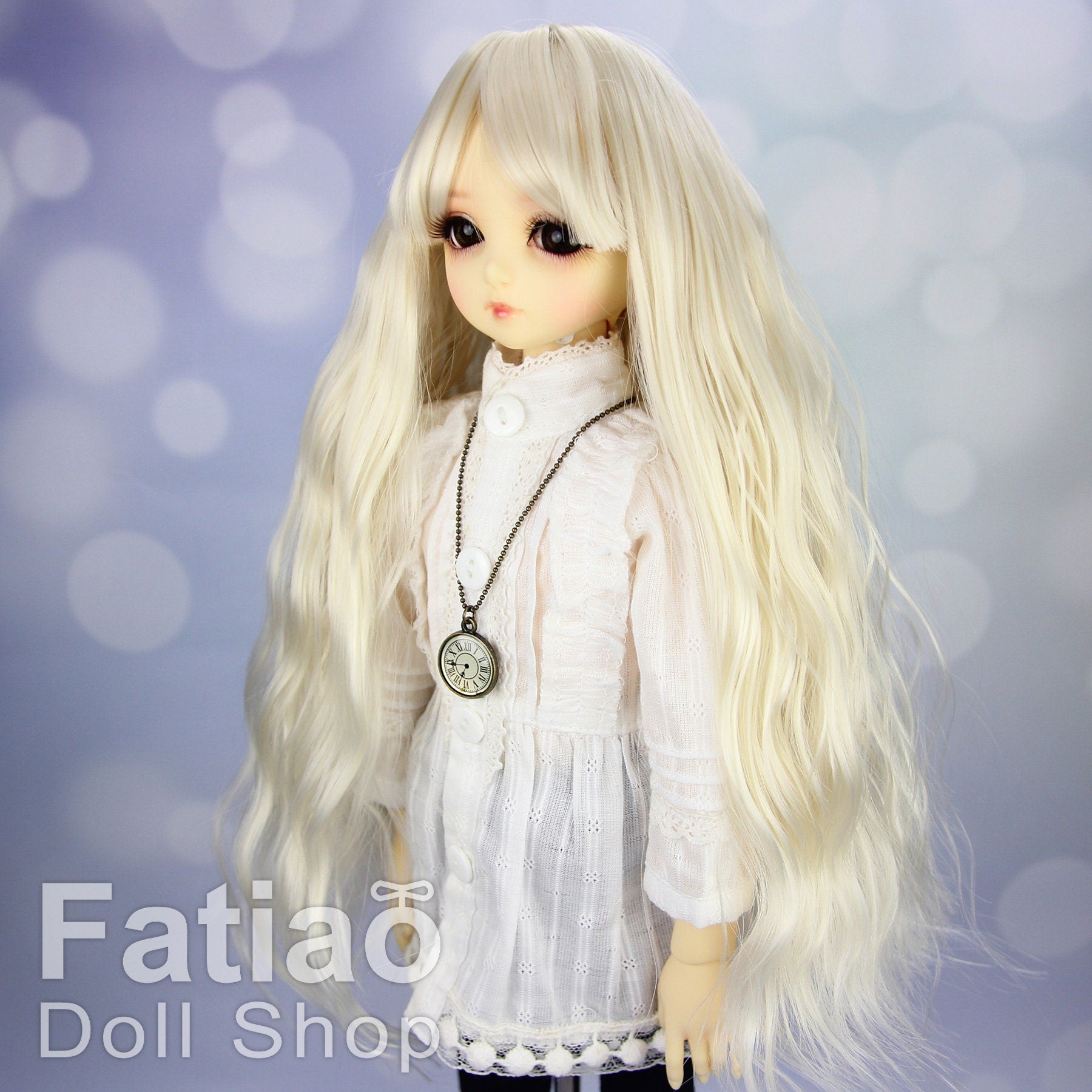 Fatiao - New Dollfie MSD Kaye Wiggs 1/4 BJD MDD - 7-8 inch Dolls Long Curls Wig - Blonde