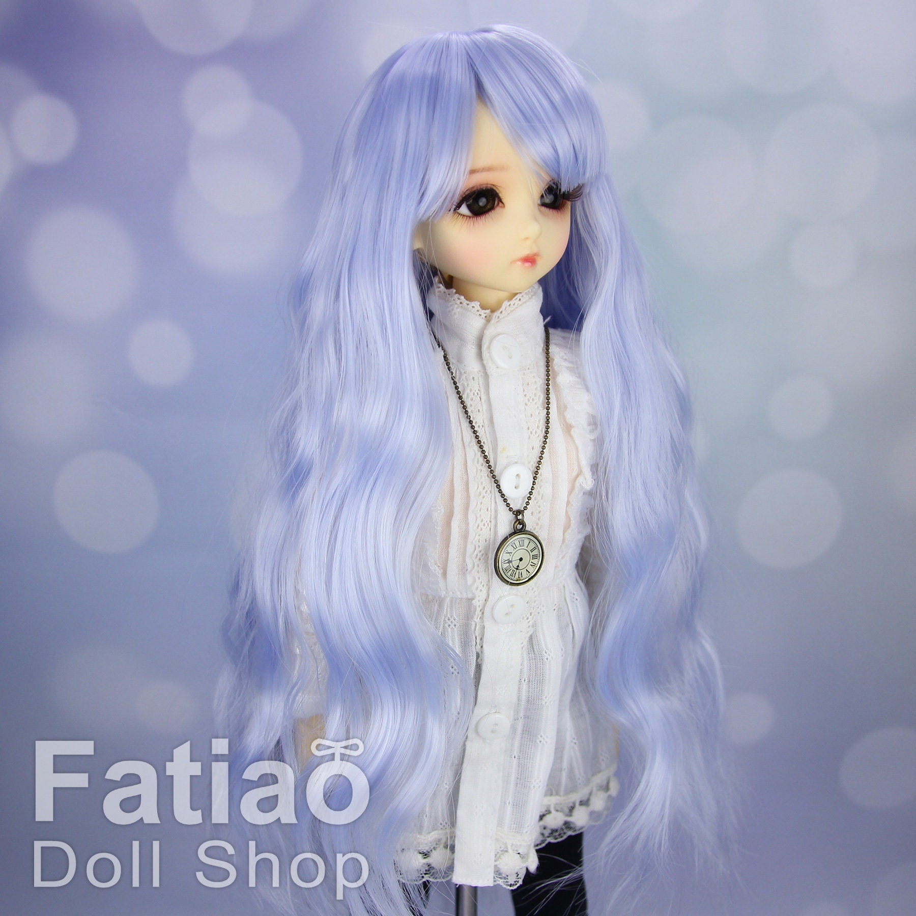 Fatiao - New Dollfie MSD Kaye Wiggs 1/4 BJD MDD - 7-8 inch Dolls Long Curls Wig - Periwinkle