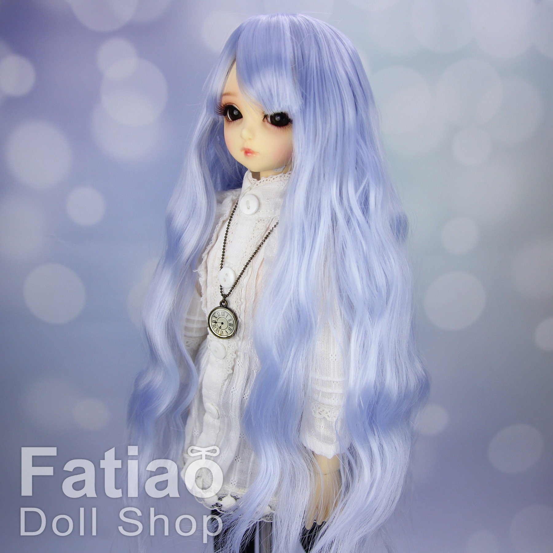 Fatiao - New Dollfie MSD Kaye Wiggs 1/4 BJD MDD - 7-8 inch Dolls Long Curls Wig - Periwinkle