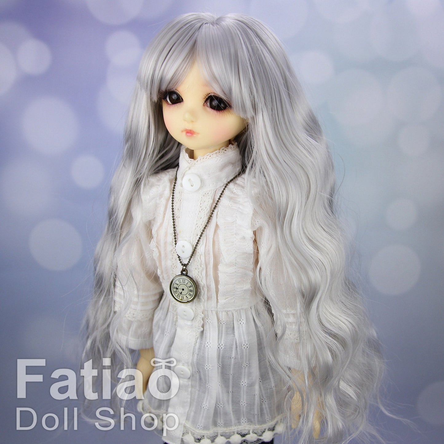 Fatiao - New Dollfie MSD Kaye Wiggs 1/4 BJD MDD - 7-8 inch Dolls Long Curls Wig - silver gray