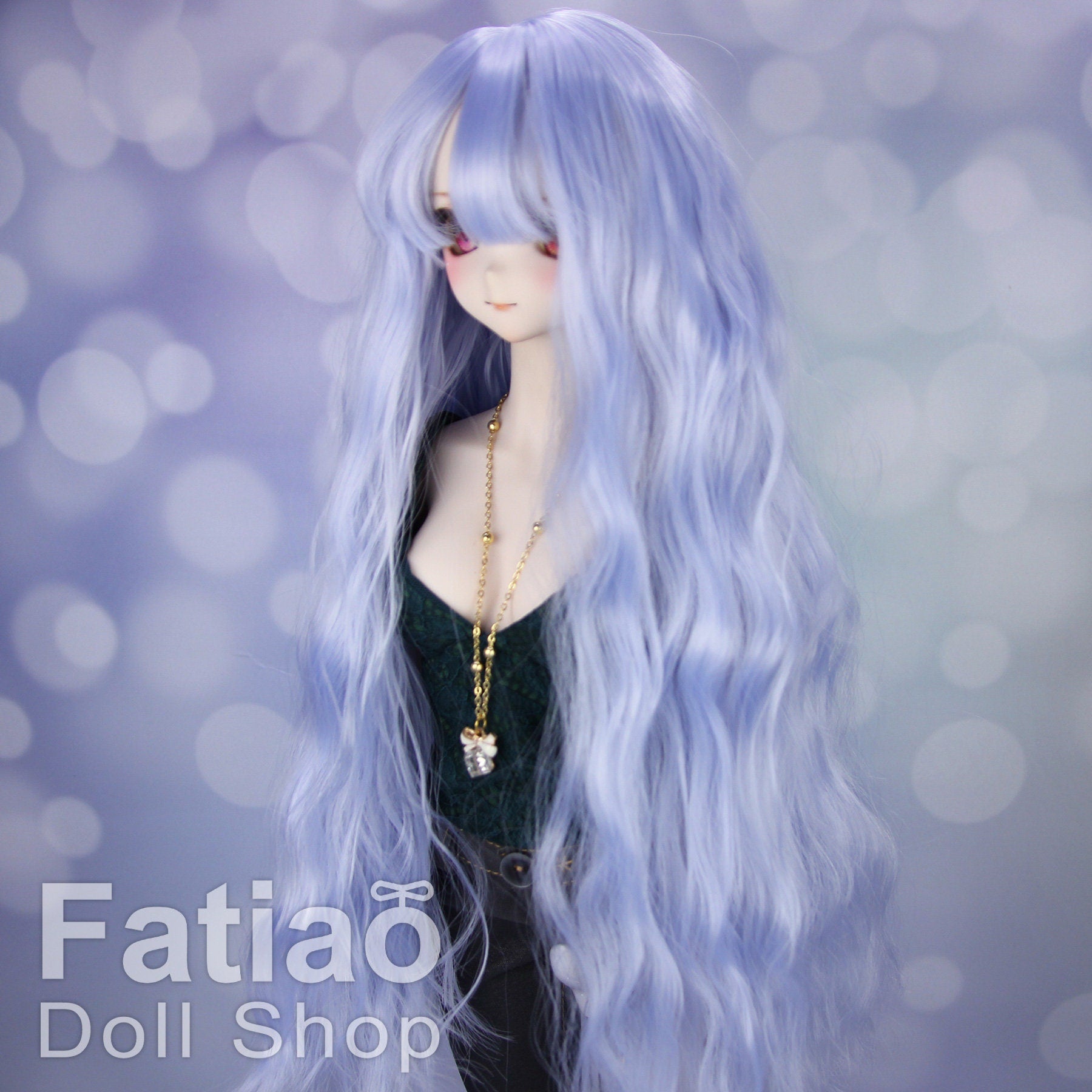 Fatiao - New Dollfie SD 1/3 BJD DD Dolls Long curly Wig size 8-9" - Periwinkle