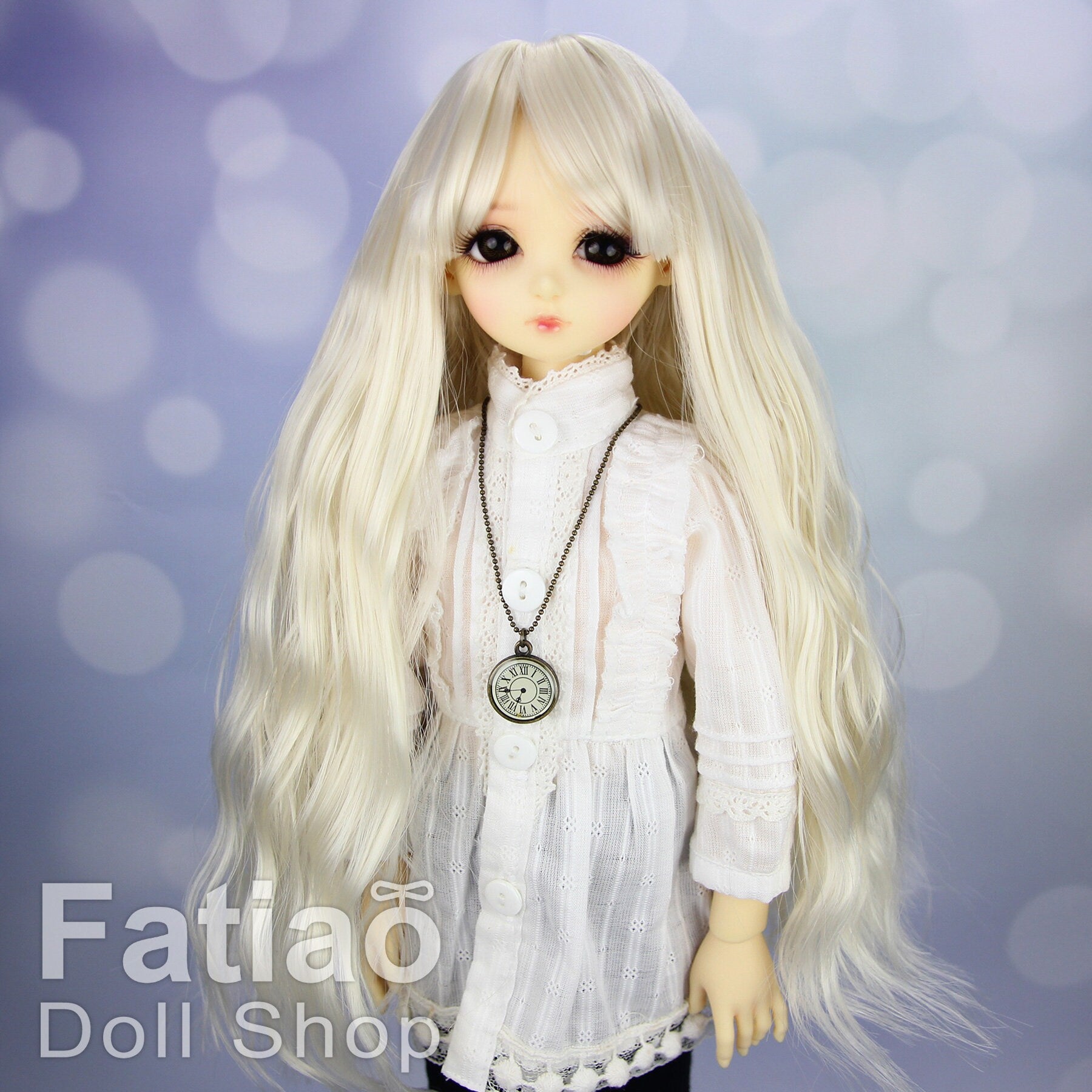 Fatiao - New Dollfie MSD Kaye Wiggs 1/4 BJD MDD - 7-8 inch Dolls Long Curls Wig - Blonde