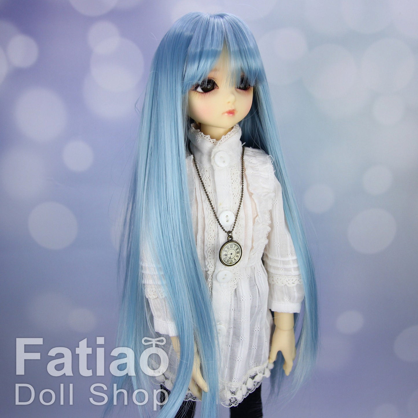 Fatiao - New Dollfie MSD Kaye Wiggs 1/4 BJD MDD - 7-8 inch Dolls Long Wig - light blue