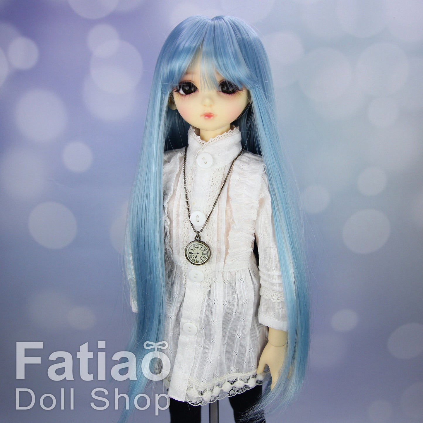 Fatiao - New Dollfie MSD Kaye Wiggs 1/4 BJD MDD - 7-8 inch Dolls Long Wig - light blue