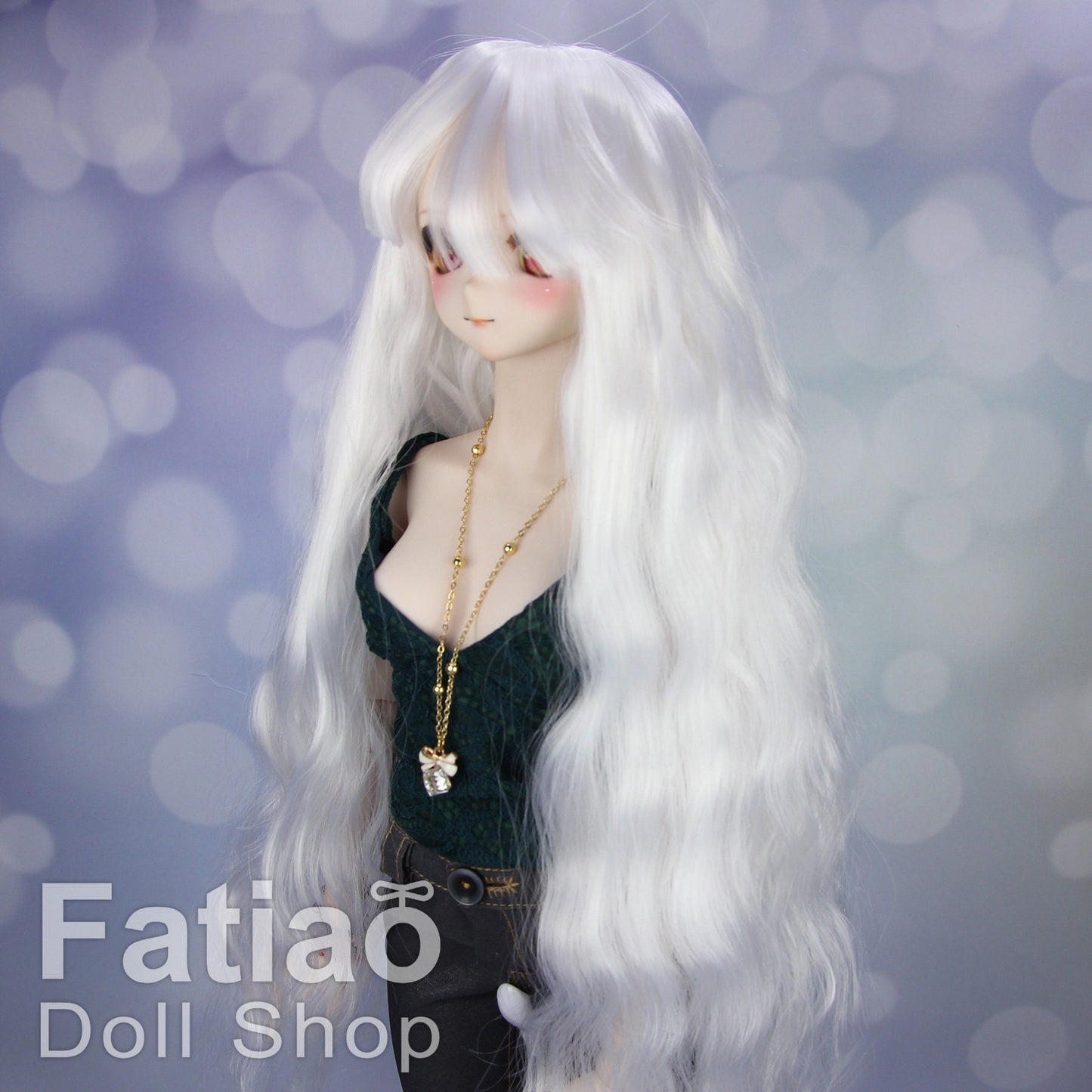 Fatiao - New Dollfie SD 1/3 BJD DD Dolls Long curly Wig size 8-9" - White