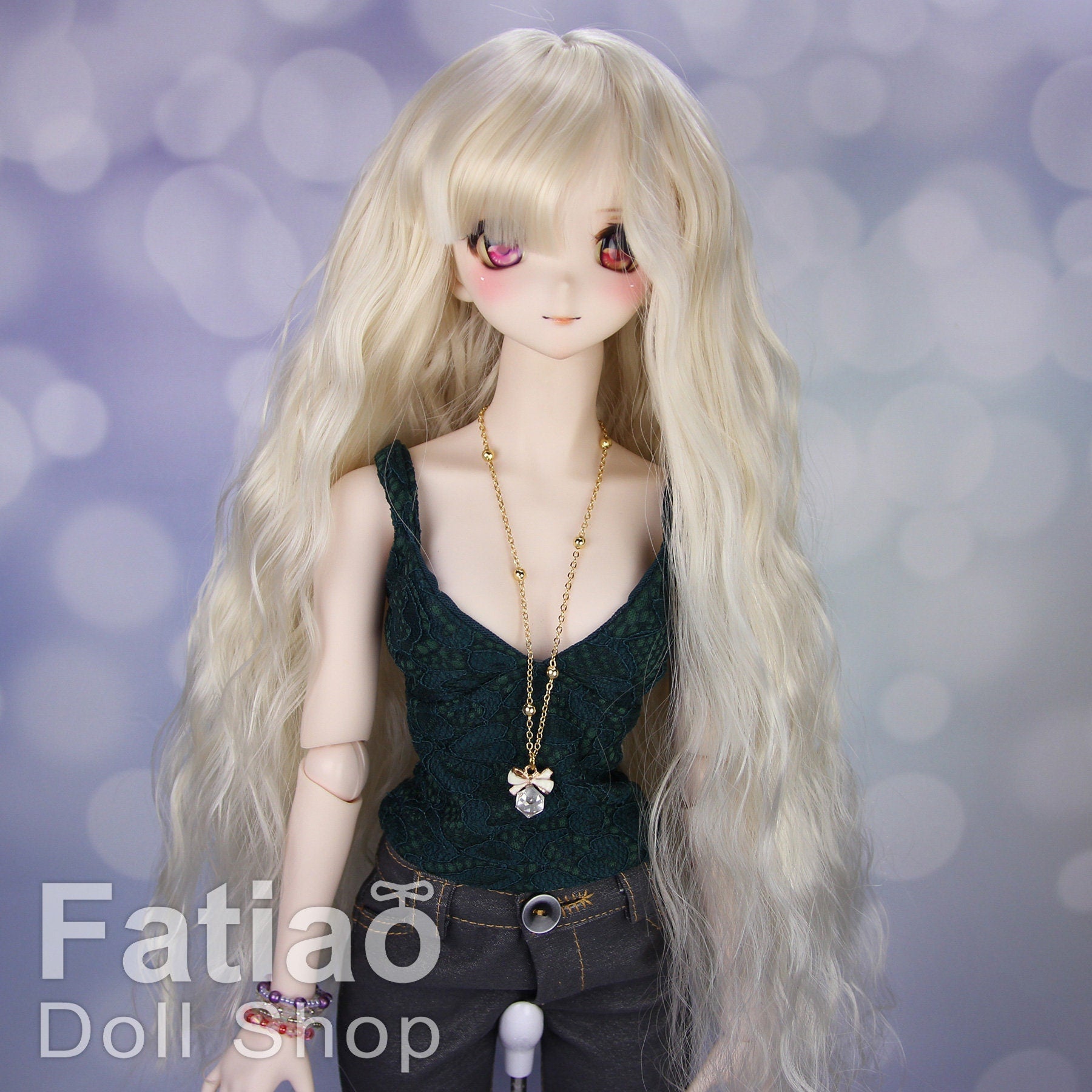 Fatiao - New Dollfie SD 1/3 BJD DD Dolls Long curly Wig size 8-9" - Blonde