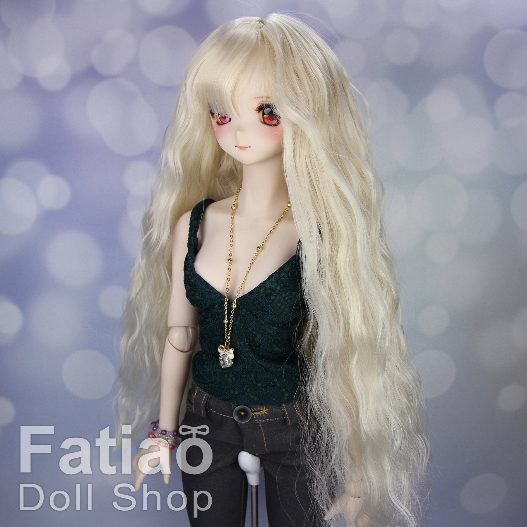 Fatiao - New Dollfie SD 1/3 BJD DD Dolls Long curly Wig size 8-9" - Blonde