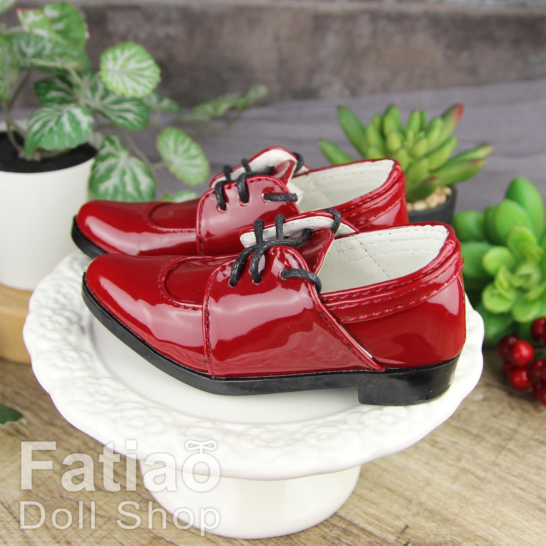 Fatiao - New 1/3 BJD Supper dollfie 13/17SD Boy Tip Leather Suit Shoes Red (Size 8.5cm)