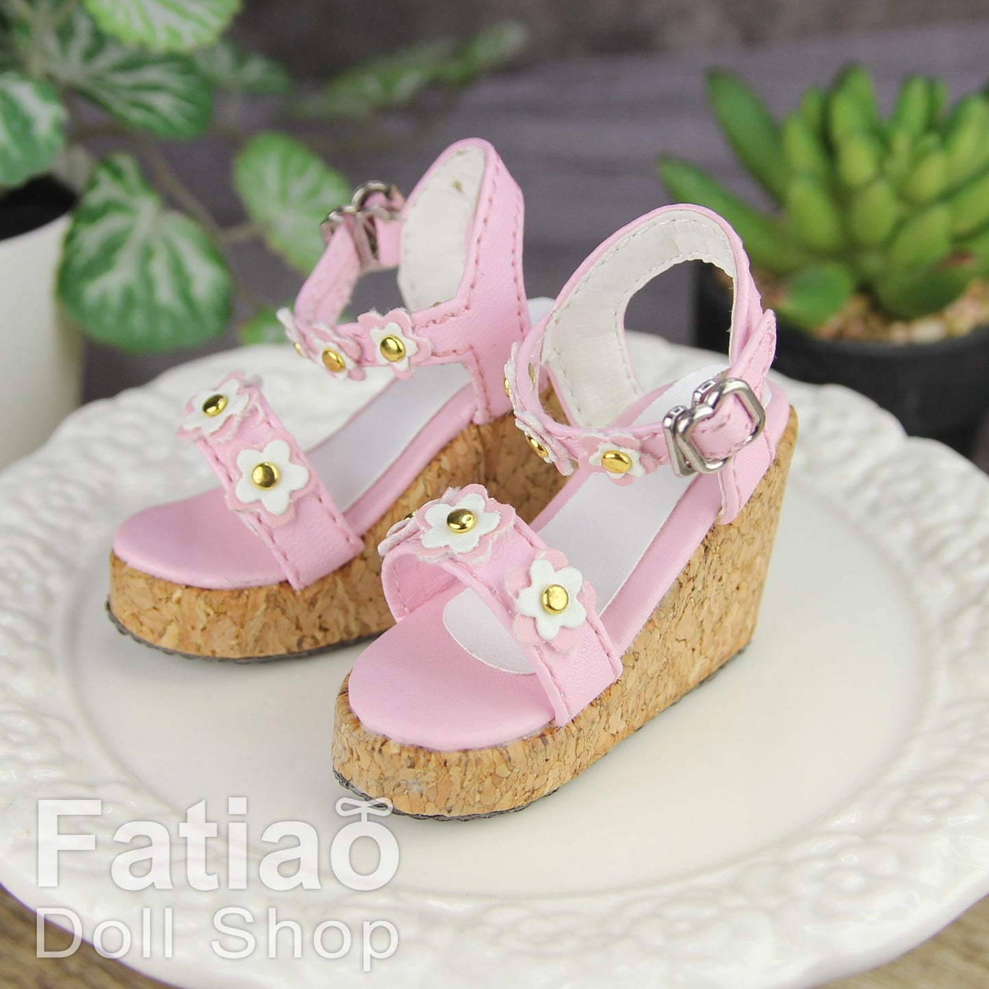 Fatiao - New 1/4 BJD MSD Dollfie Dolls Wedge sandals Shoes - Pink (Size 5cm)