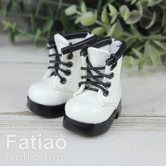 Fatiao - New Dollfie Yo-SD 1/6 BJD Doll Shoes Martin Boots - White (Size 4.5cm)