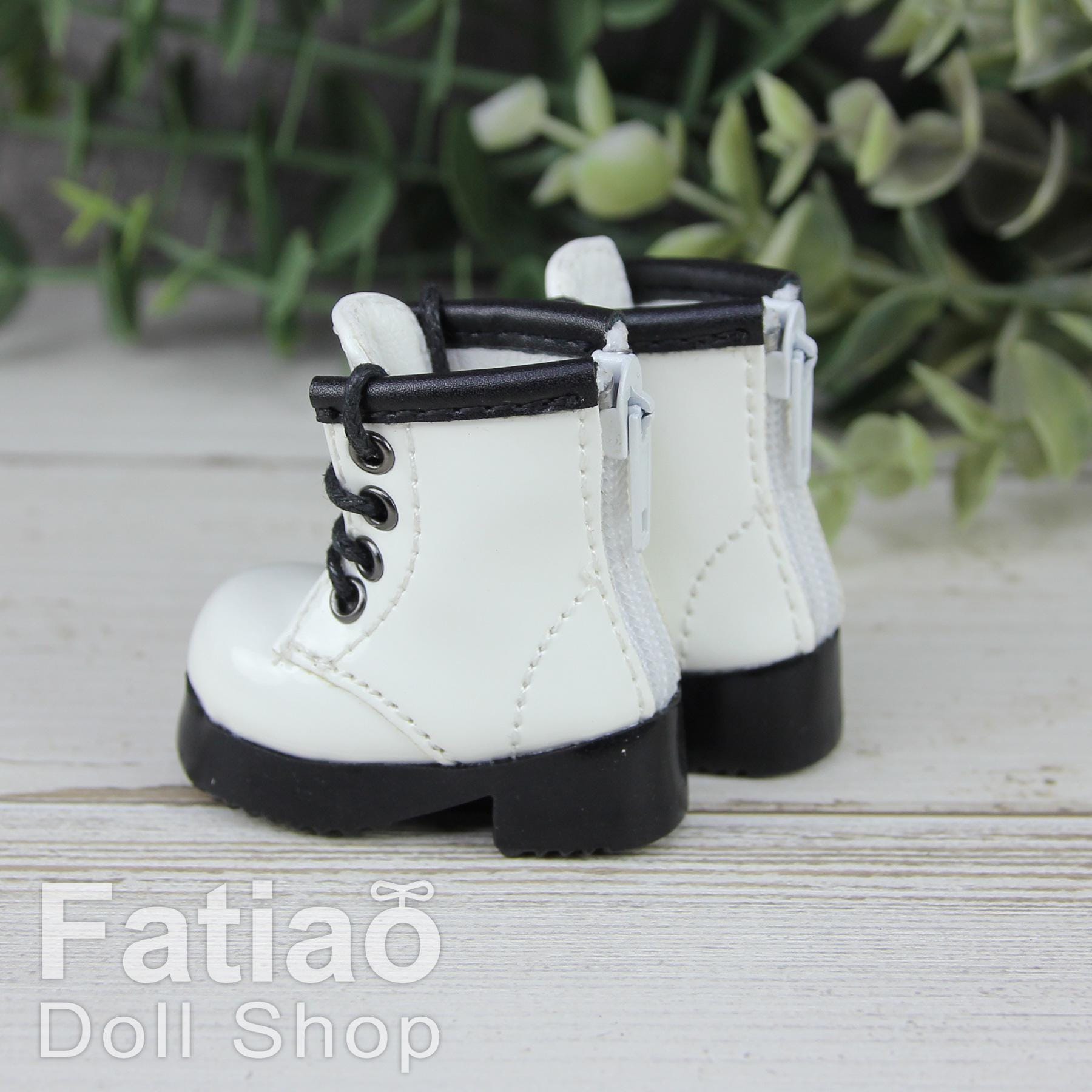 Fatiao - New Dollfie Yo-SD 1/6 BJD Doll Shoes Martin Boots - White (Size 4.5cm)