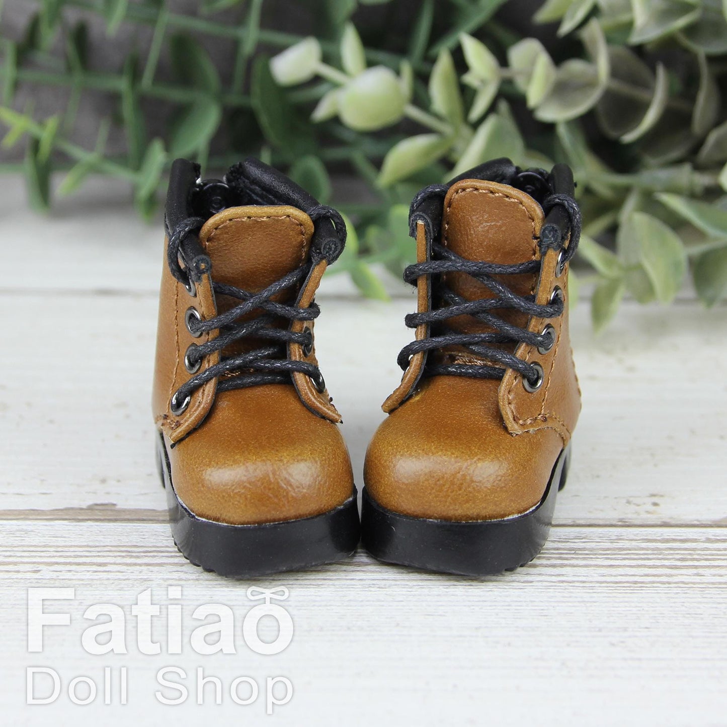 Fatiao - New Dollfie Yo-SD 1/6 BJD Doll Shoes Martin Boots - Brown (Size 4.5cm)