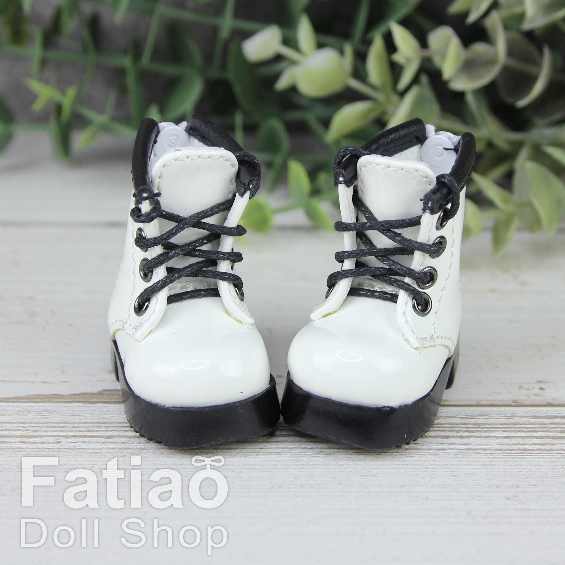 Fatiao - New Dollfie Yo-SD 1/6 BJD Doll Shoes Martin Boots - White (Size 4.5cm)