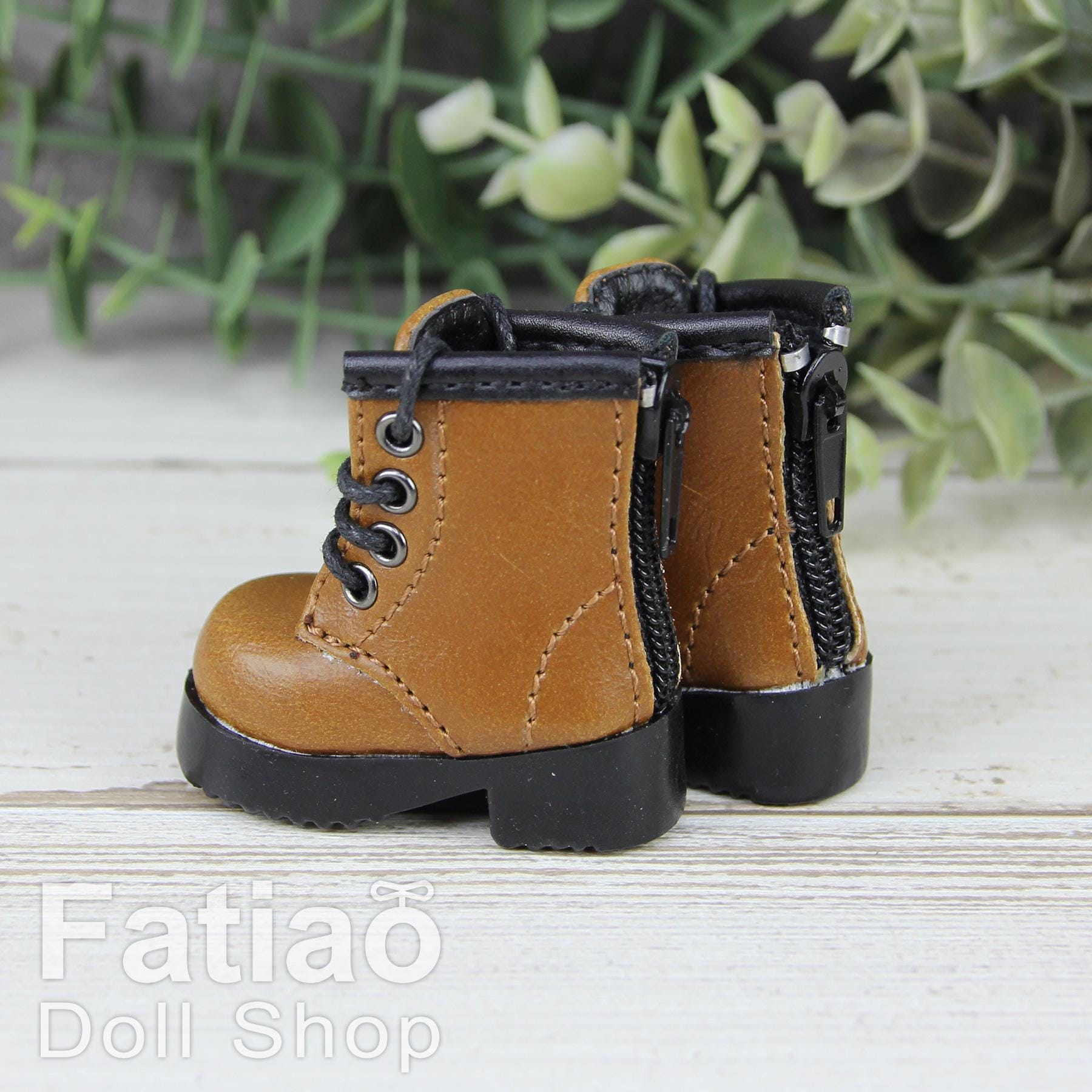 Fatiao - New Dollfie Yo-SD 1/6 BJD Doll Shoes Martin Boots - Brown (Size 4.5cm)