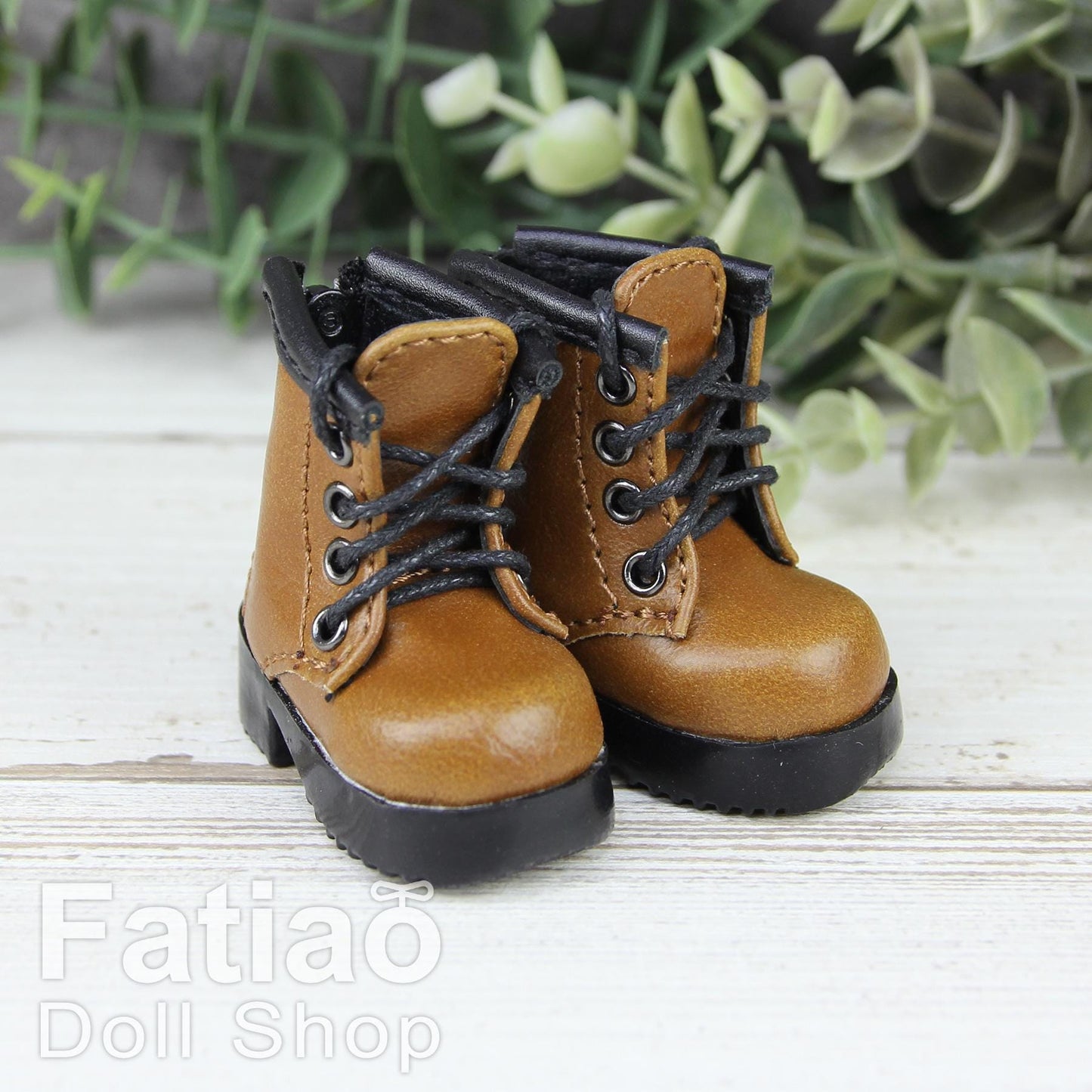 Fatiao - New Dollfie Yo-SD 1/6 BJD Doll Shoes Martin Boots - Brown (Size 4.5cm)