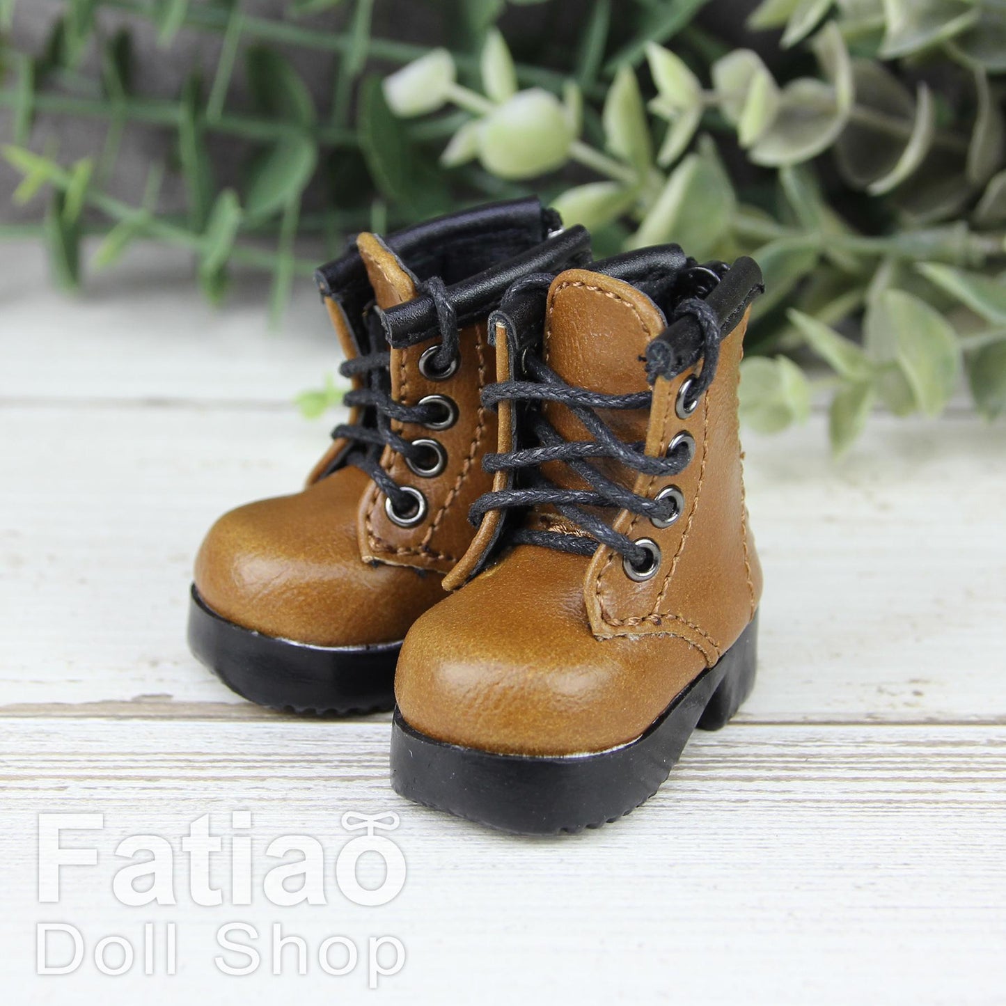 Fatiao - New Dollfie Yo-SD 1/6 BJD Doll Shoes Martin Boots - Brown (Size 4.5cm)