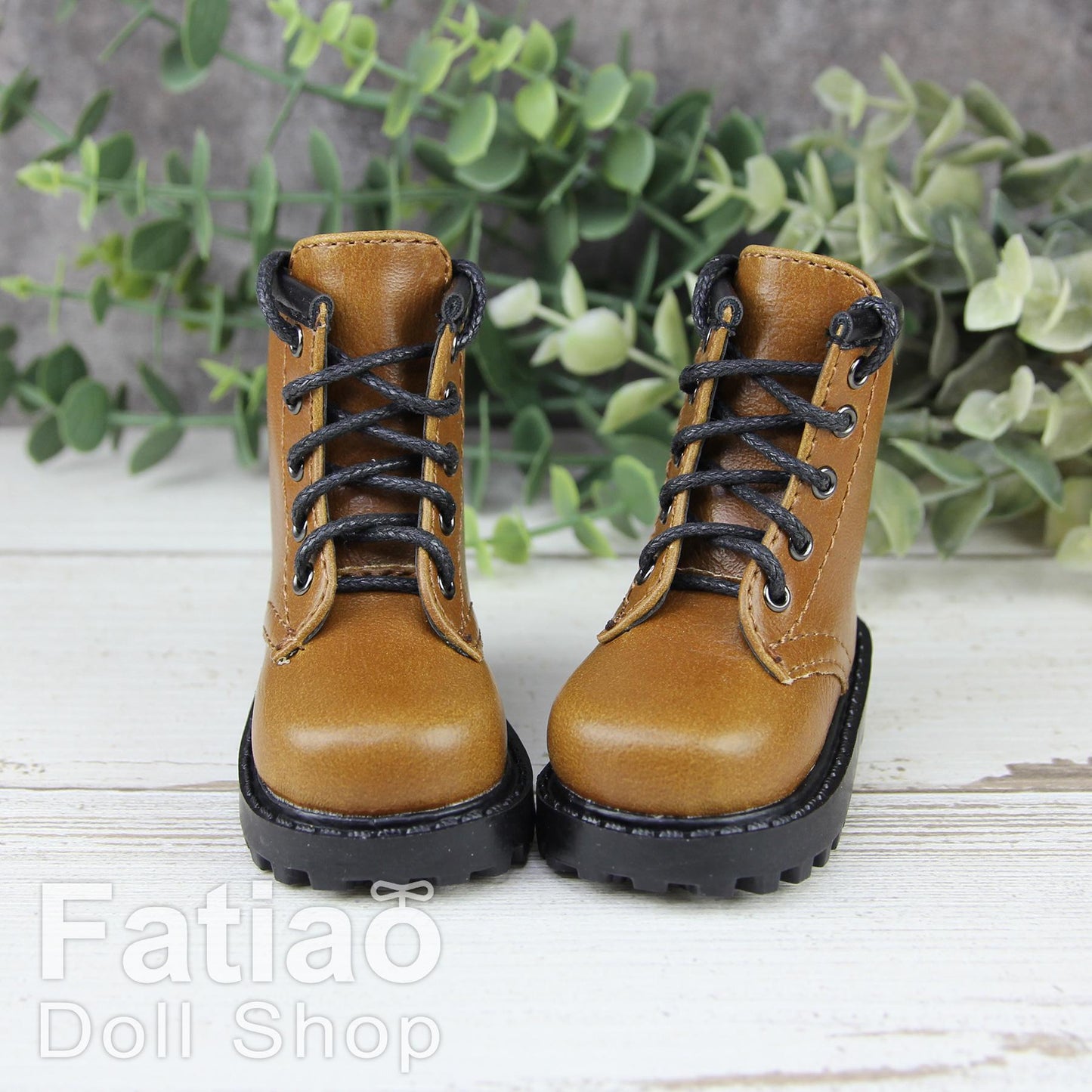 Fatiao - 1/4 BJD MSD dollfie Lace-up Boots Shoes - Brown (Size 6cm)