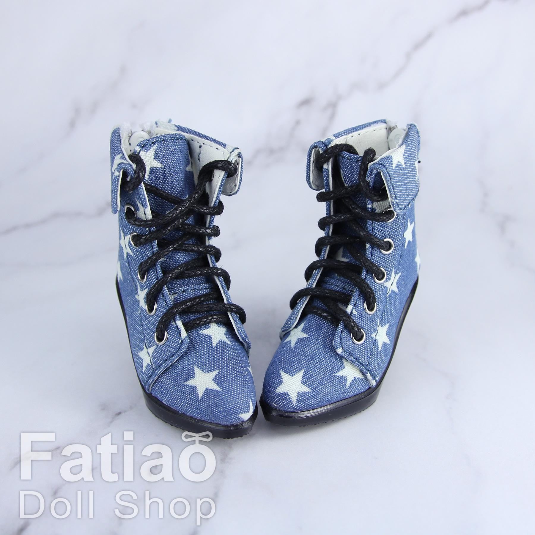 Fatiao - New 1/4 BJD Dollfie MSD High Heeled Shoes Boots - Star Denim (Size 5.5cm)