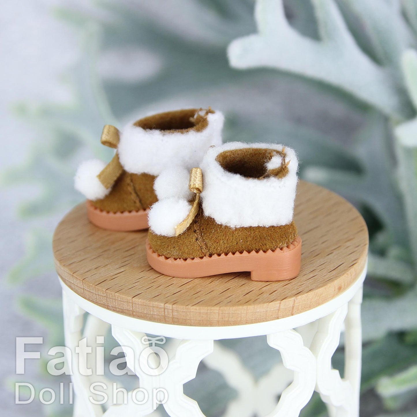 Fatiao - New OB11 Obitsu 11 Cu-poche 1/12 BJD Nendoroid GSC Blythe OB22 pullip doll shoes Fluffy Ball Brown boots