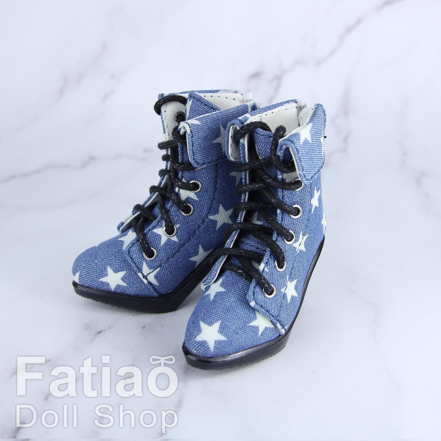 Fatiao - New 1/4 BJD Dollfie MSD High Heeled Shoes Boots - Star Denim (Size 5.5cm)