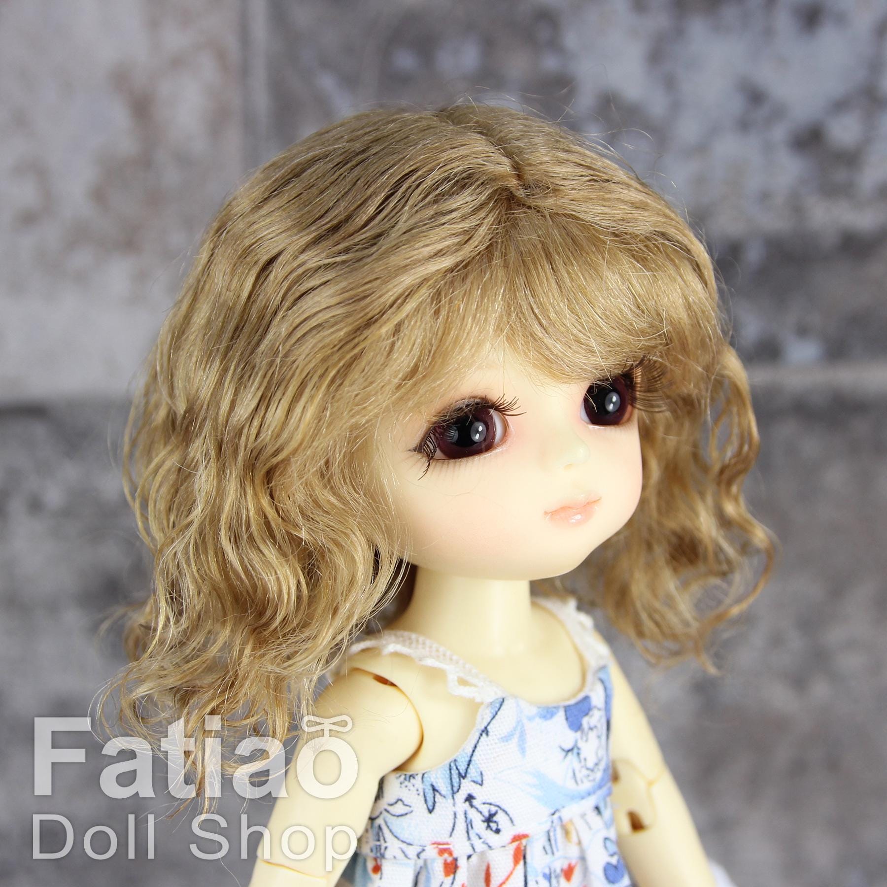Fatiao - BJD Dollfie Lati Yellow Pukifee 5-6 inch Mohair Doll Wig - Latte