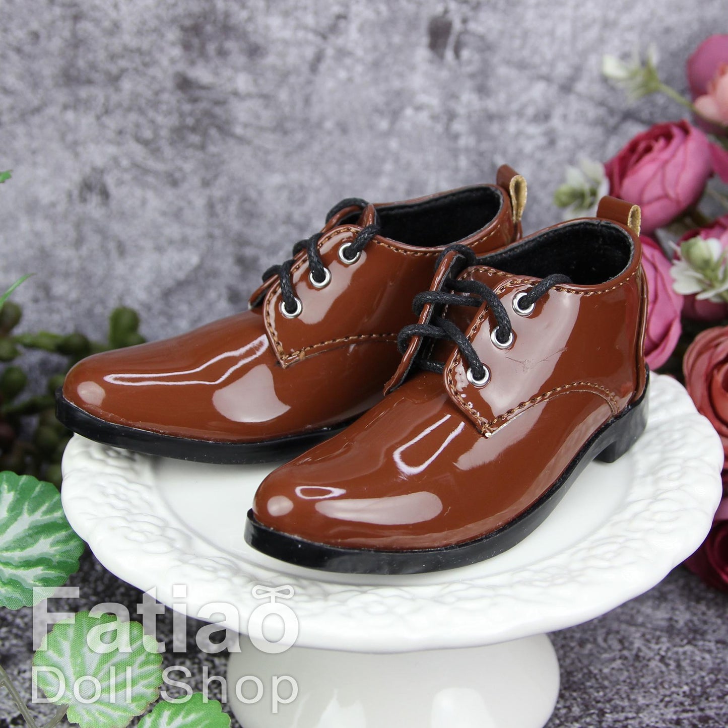 Fatiao - New 1/3 BJD Supper dollfie 13/17SD Boy Tip Leather Suit Derby Shoes Brown/Black(Size 8.5cm)